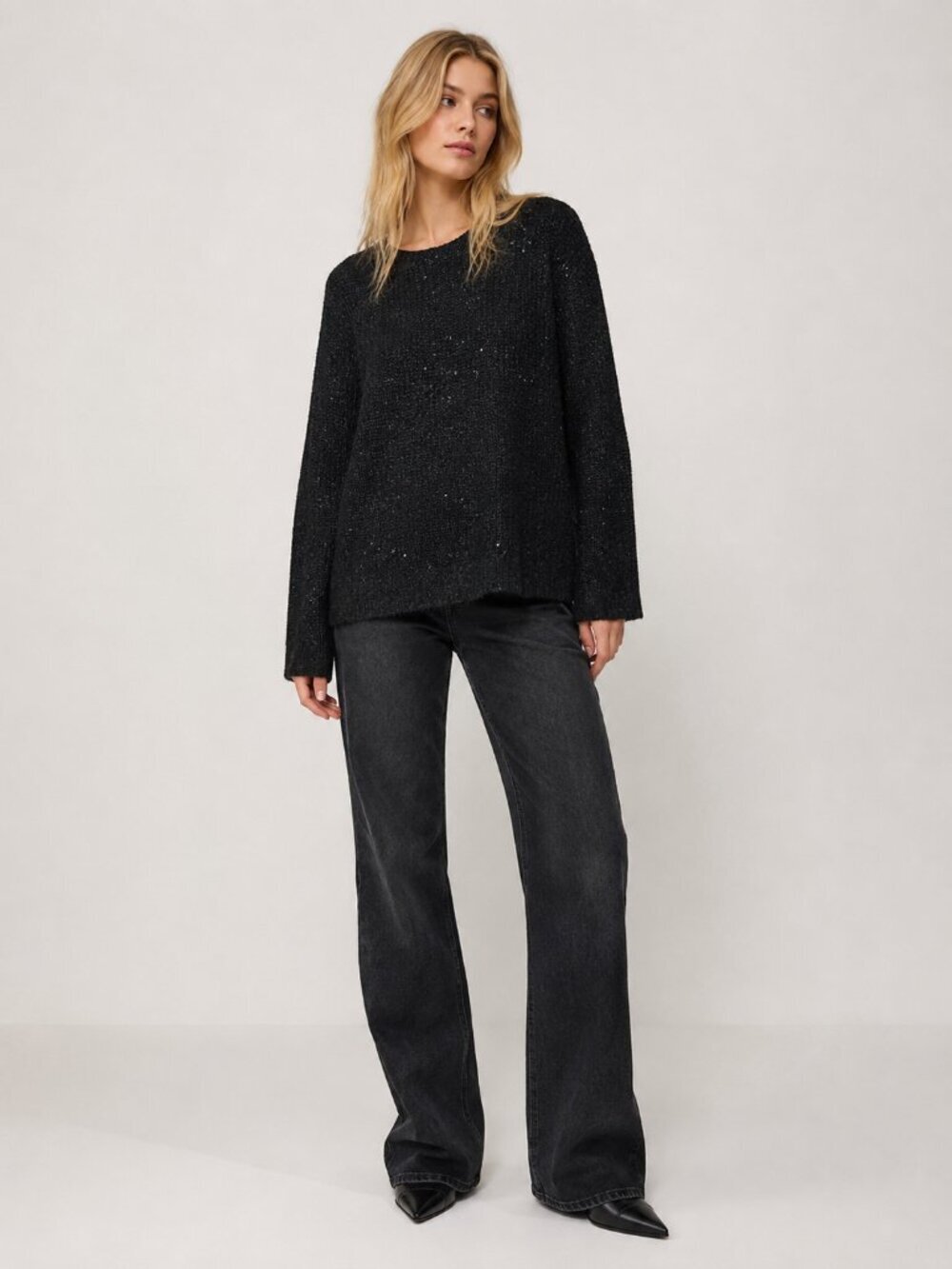 2/$30 Atmosphere Crew Neck Sweater Long Sleeve Black 8 #A0435 TRB3